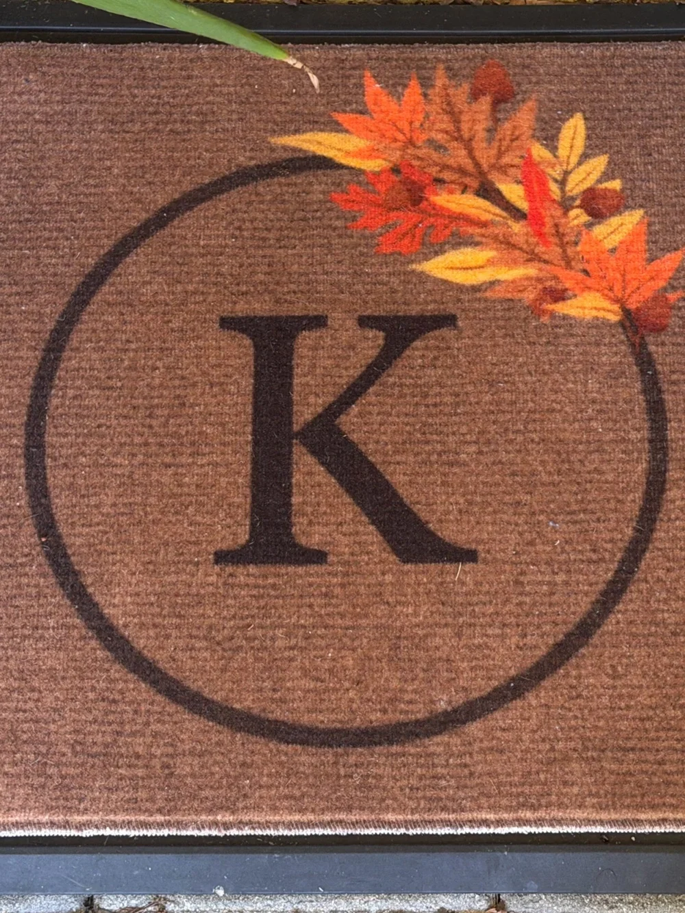 Ruggable Harvest Leaves “K” Monogram Fall Leaves Doormat- Cover Only